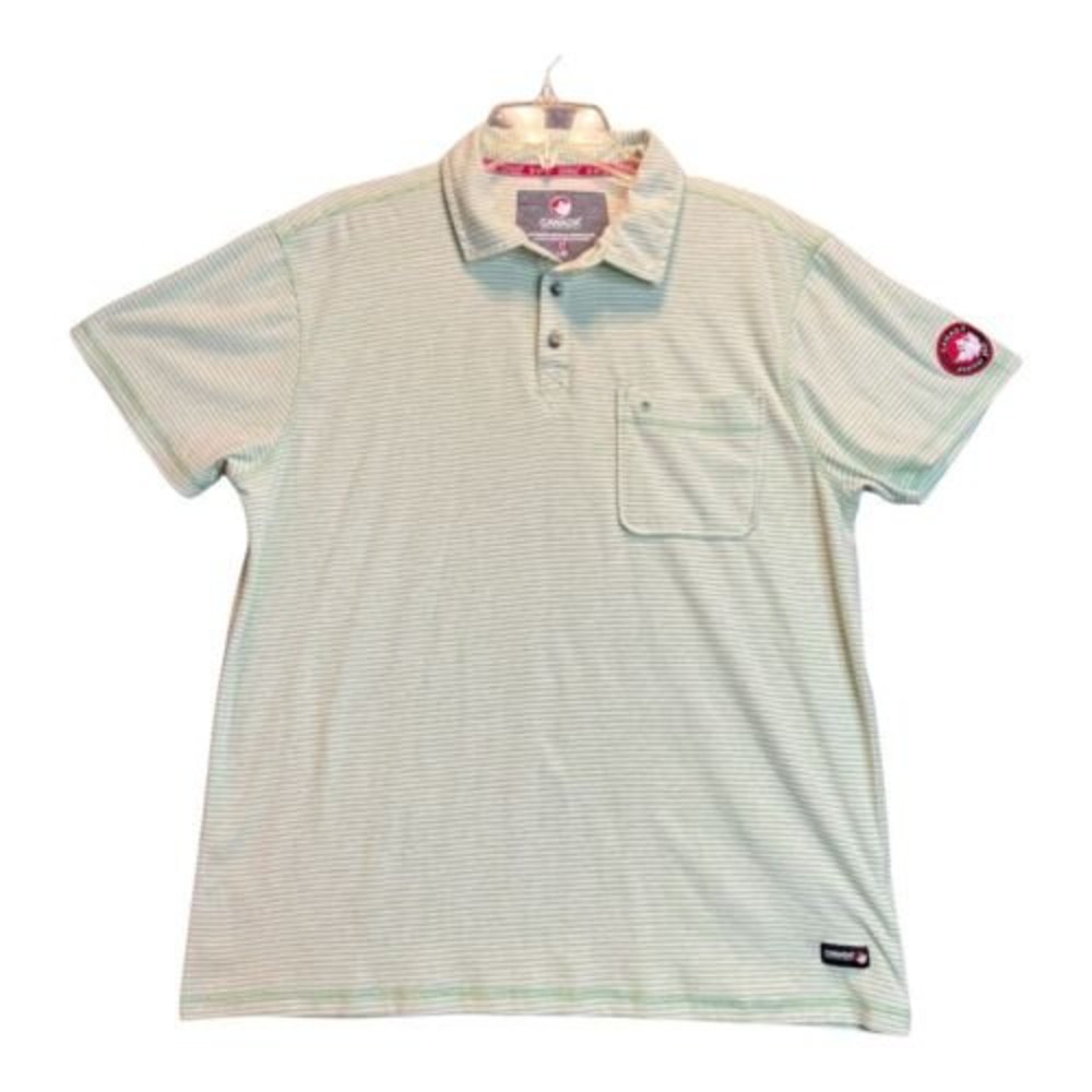 Canada Weathergear L/G Men's Aqua Green Stripe Button Pocket Golf Polo Shirt
